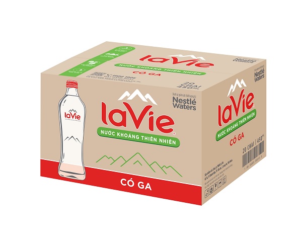 Nước khoáng LaVie có gas chai thủy tinh 450ml